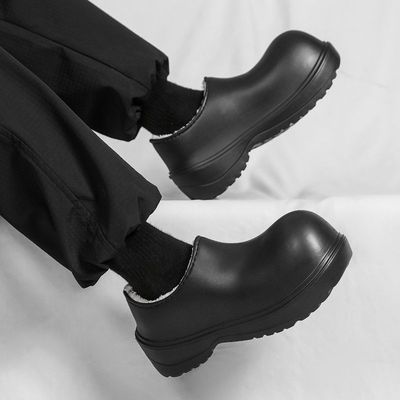 大头棉拖鞋冬季2025新款加绒防寒厚底增高防滑防水包跟情侣德比鞋