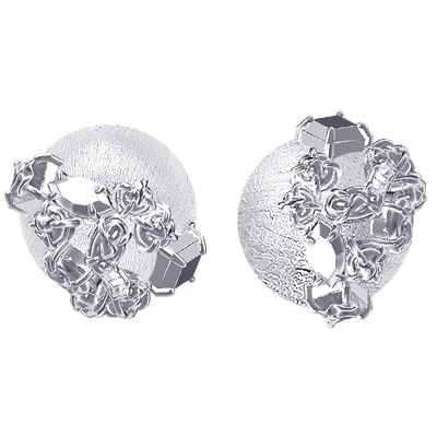 ATELIERSO碎克拉包裹拉丝球耳钉