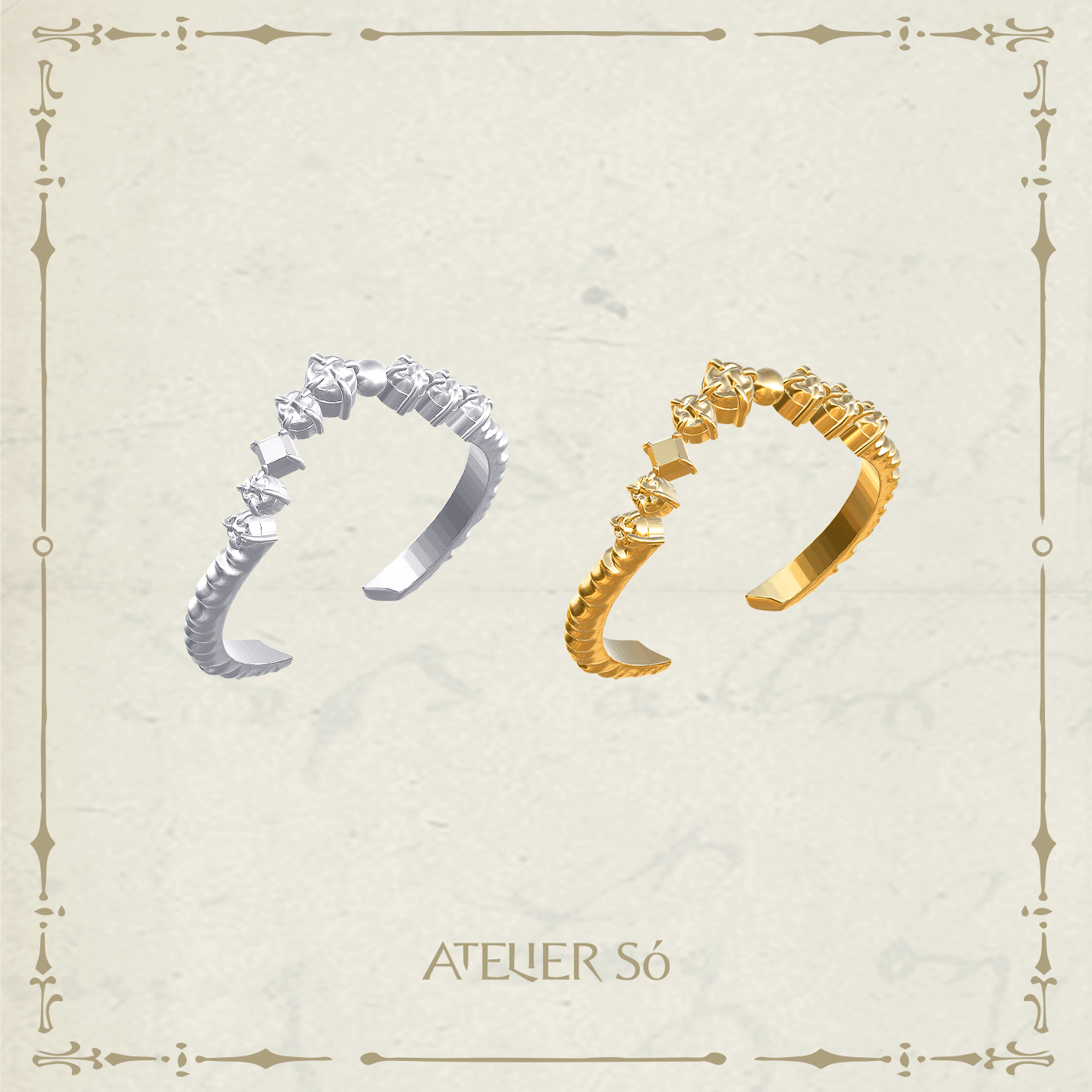 ATELIERSO 26SS碎克拉半圆戒指