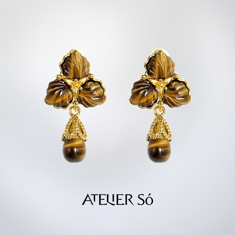 ATELIERSO925纯银三花吊坠耳钉