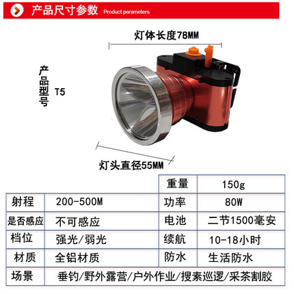 头灯强光充电超亮户外头戴式照明灯手电筒夜钓鱼专用感应疝气矿灯