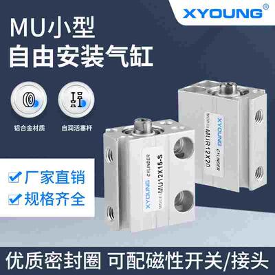MUR12X20小型自由安装型气缸MUR12X10-B轴向气缸MSUR12X5单动气缸