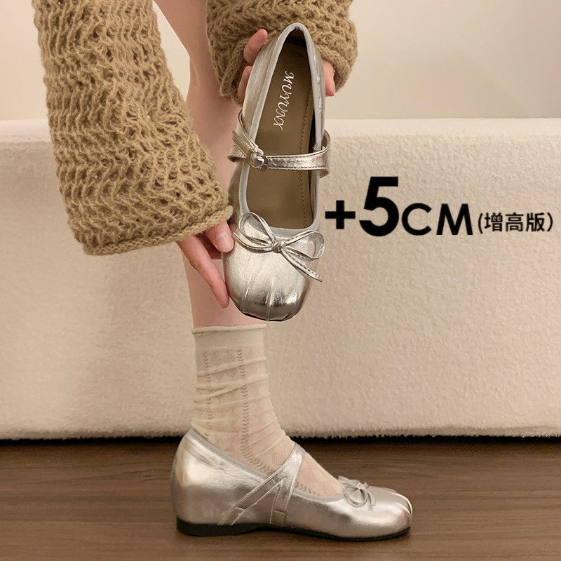 法式蕾丝花边银色小皮鞋女2026新款春夏粗高跟鞋芭蕾风玛丽珍单鞋,女鞋,玛丽珍鞋,淘宝优惠券,粉丝福利购,淘宝优惠卷