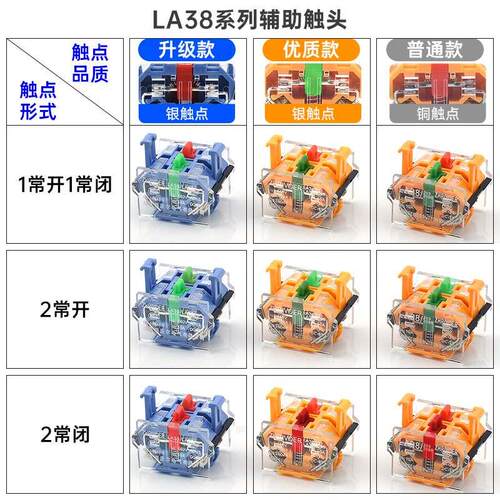 1个瑞沃尔ZHRIVOER LA38-11BN按钮开关触点底座1开1闭 2常开/闭