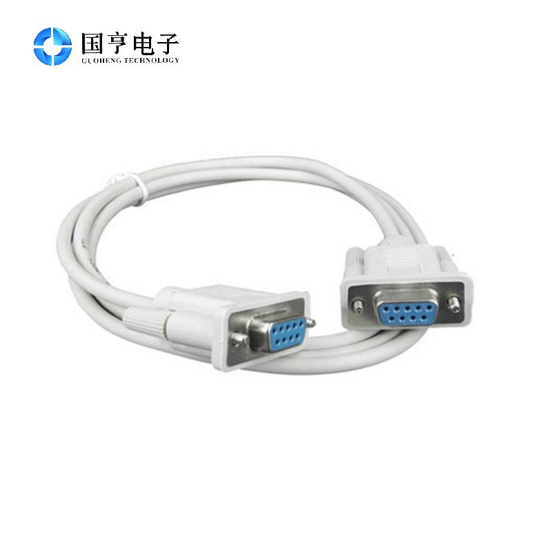 DB9串口线 RS232数据线直通/交叉母对母 白色 延长线 长1.5米