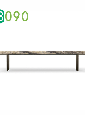 8090居品/意大利Linha/意式极简/样板房别墅大理石方圆形大餐桌