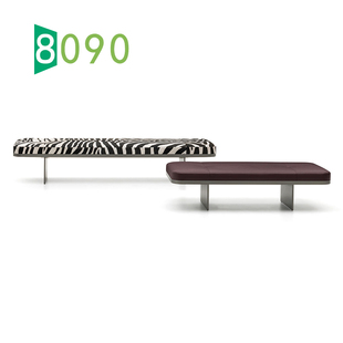 8090居品 意式 极简 布艺金属长方形床尾凳沙发边几 意大利Clive