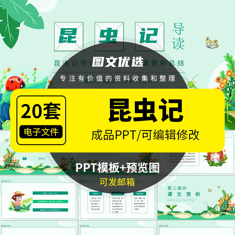 昆虫记ppt世界文学经典国外名著导读书分享会模板读后感学习课件