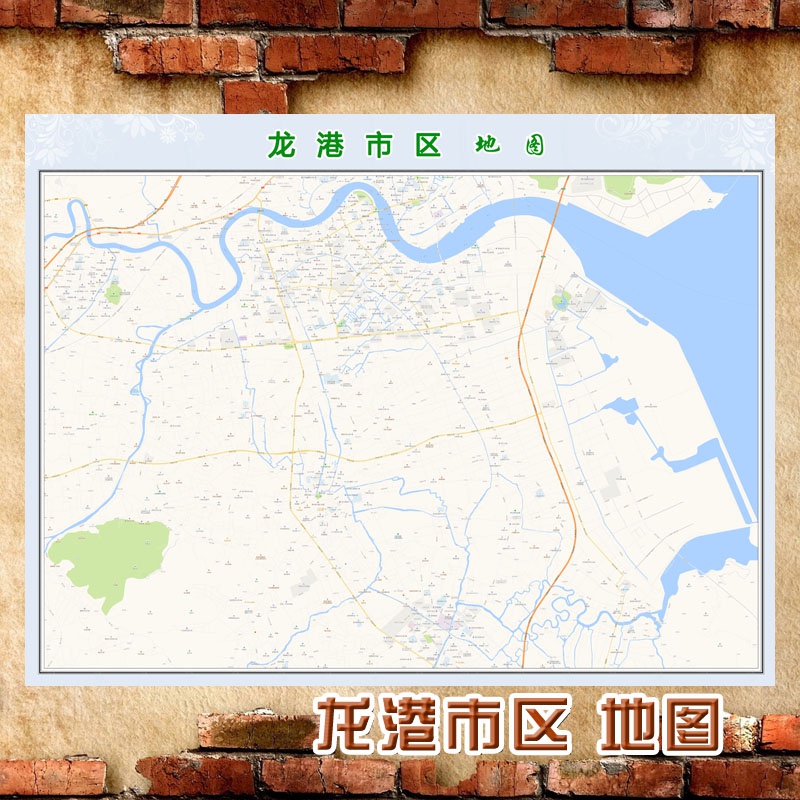 超大巨幅龙港市区地图墙贴定做城市城区海报2021新版装饰画芯
