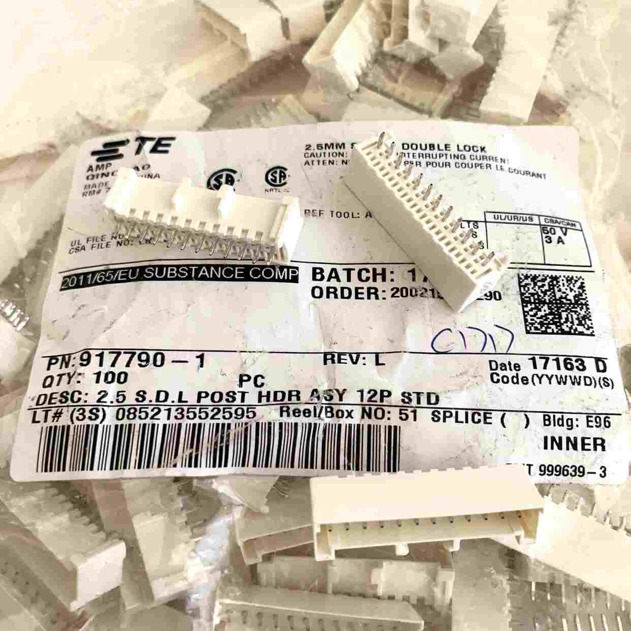 917790-1 接插件12PIN针座2.5mm间距 TE/泰科 APM连接器 原装现货