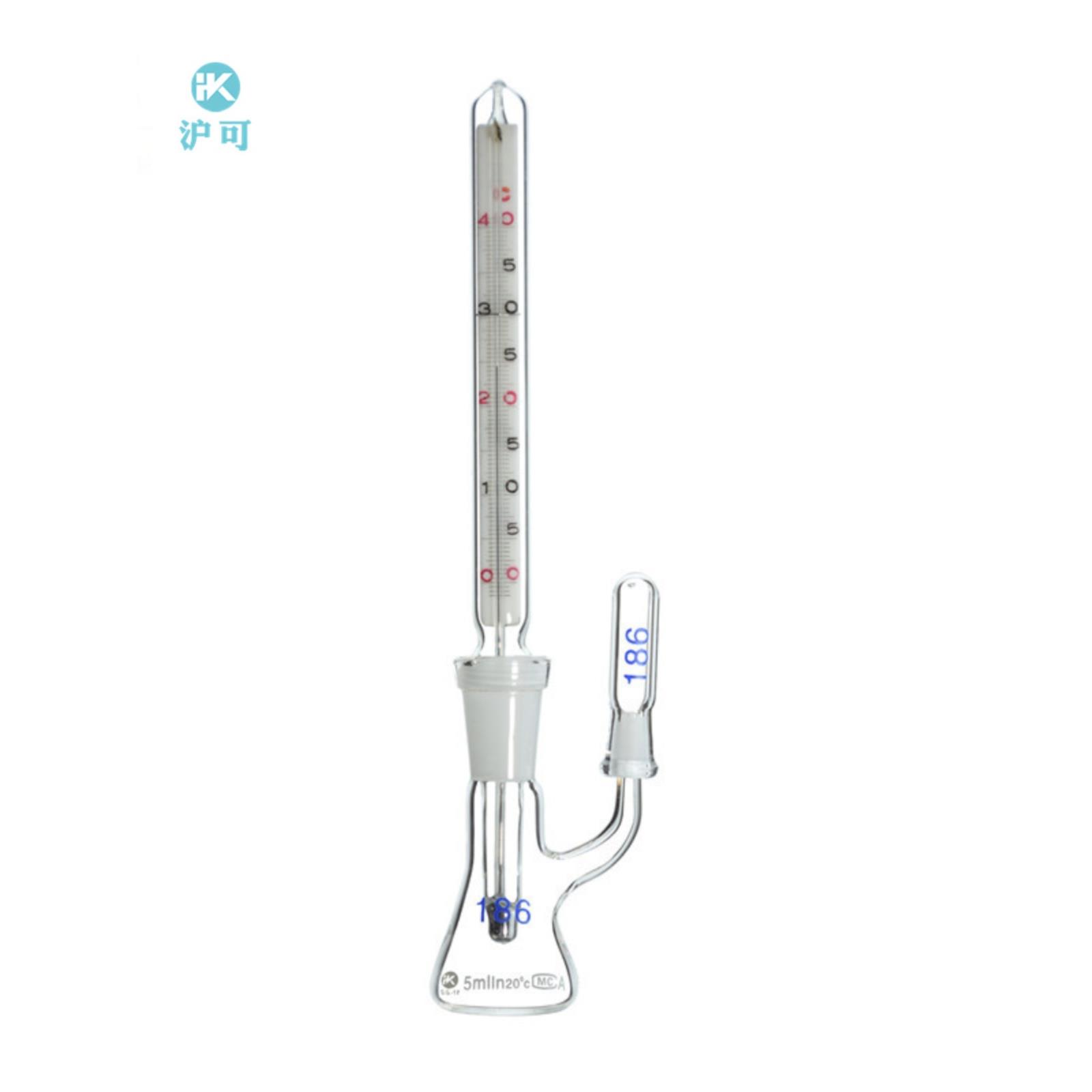 附温比重瓶5/10/25/50/100ml玻璃仪器密度瓶附温度计实验室耗材