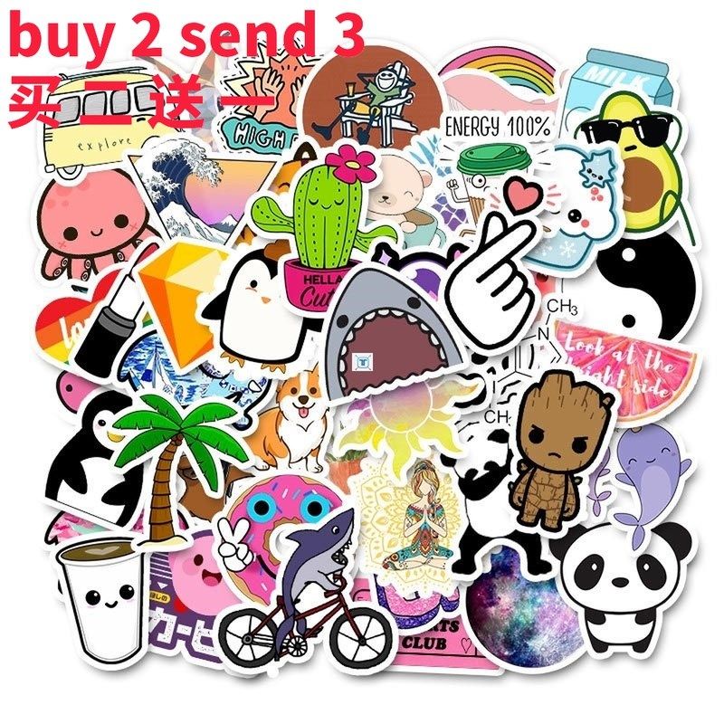 50PCS Cool Summer Vsco Stickers Pack Pink Girl Anime Stiker