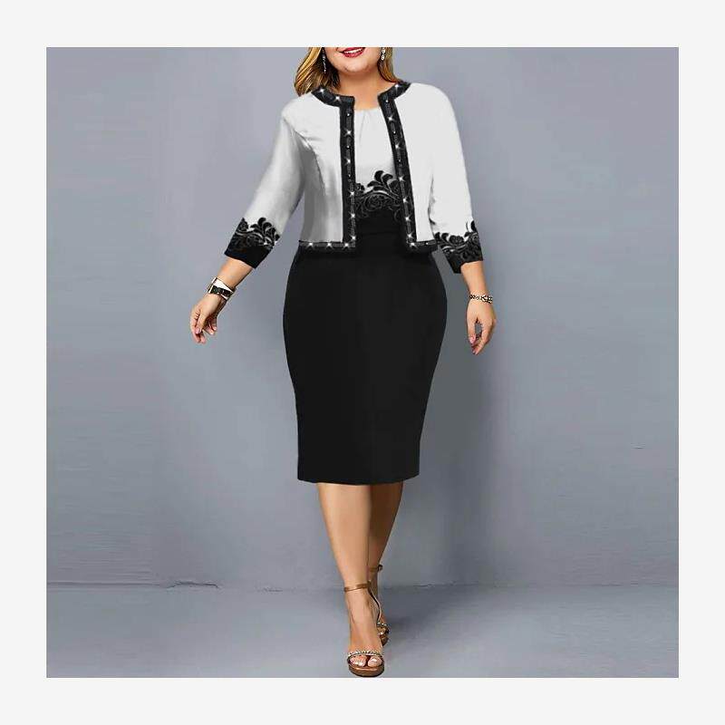 Printing two-piece packet buttock big yards dress skirt 套装