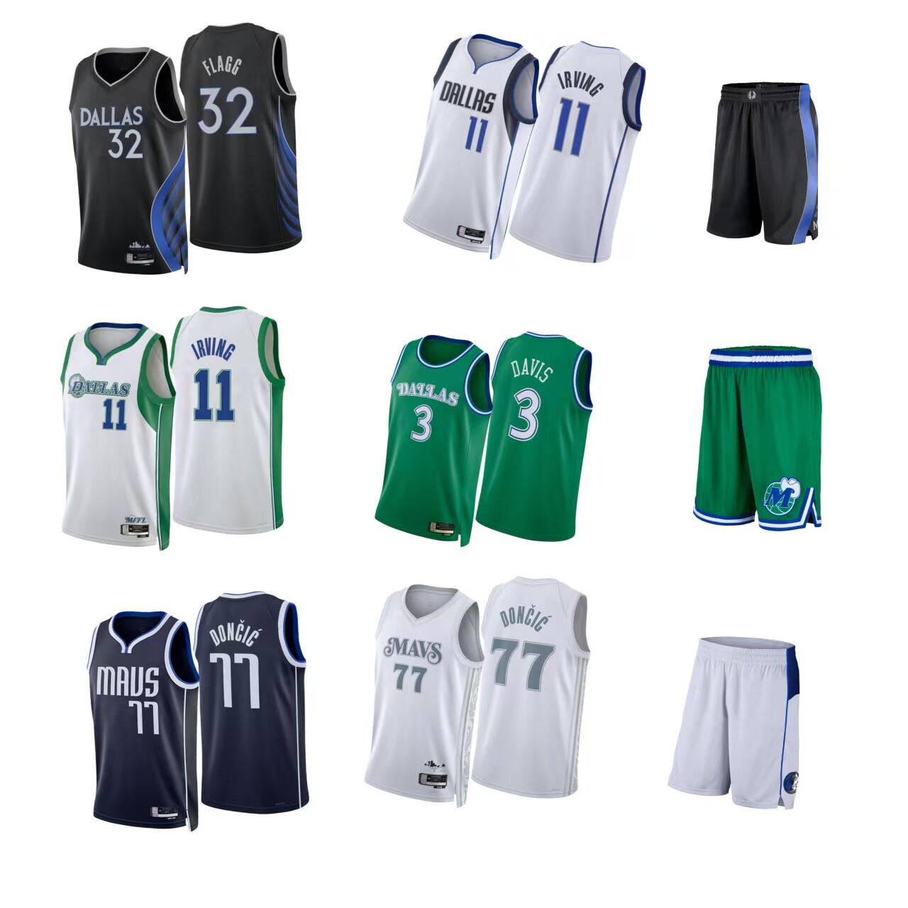 25-26独行侠篮球衣32号弗拉格11号欧文3戴维斯热压球迷版球裤