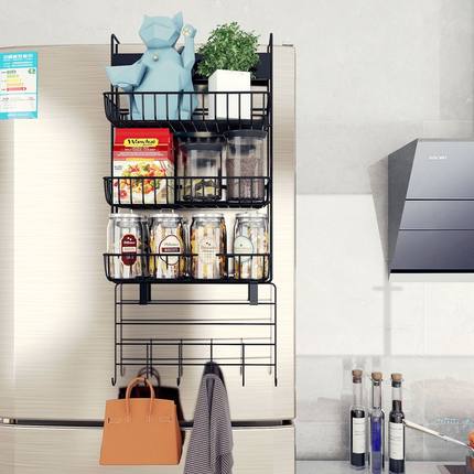 Refrigerator shelf side storage rack kitchen supplies wall