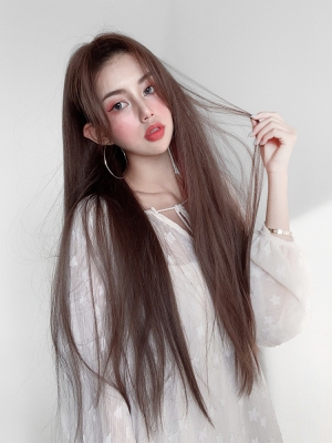 假发女中长发中分八字刘海长直发头套式自然仿真全头套整顶假发