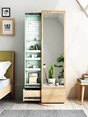 Крутящаяся коробочка для хранения для спальни, система хранения, зеркало, популярно в интернете