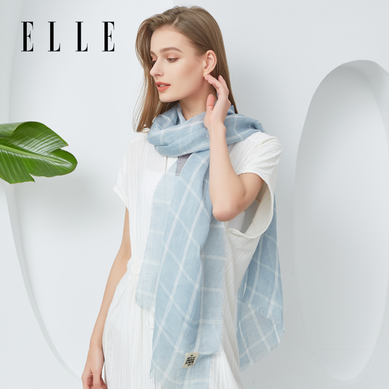 elle丝巾女士春夏格子百搭