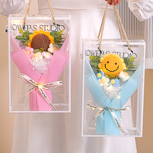 教师节生日礼物手工针织向日葵玫瑰花毛线花束成品女老师女友女生