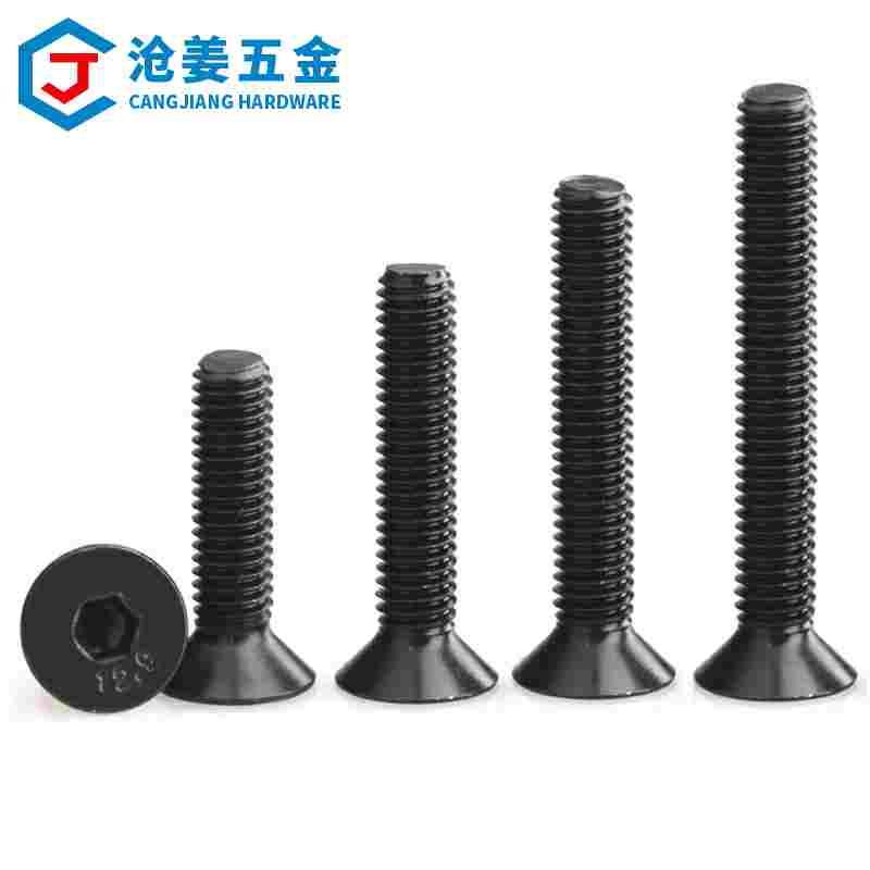 12.9高强度沉头内六角螺丝M2M3M4M5-M12黑色平头六角螺栓平杯螺钉