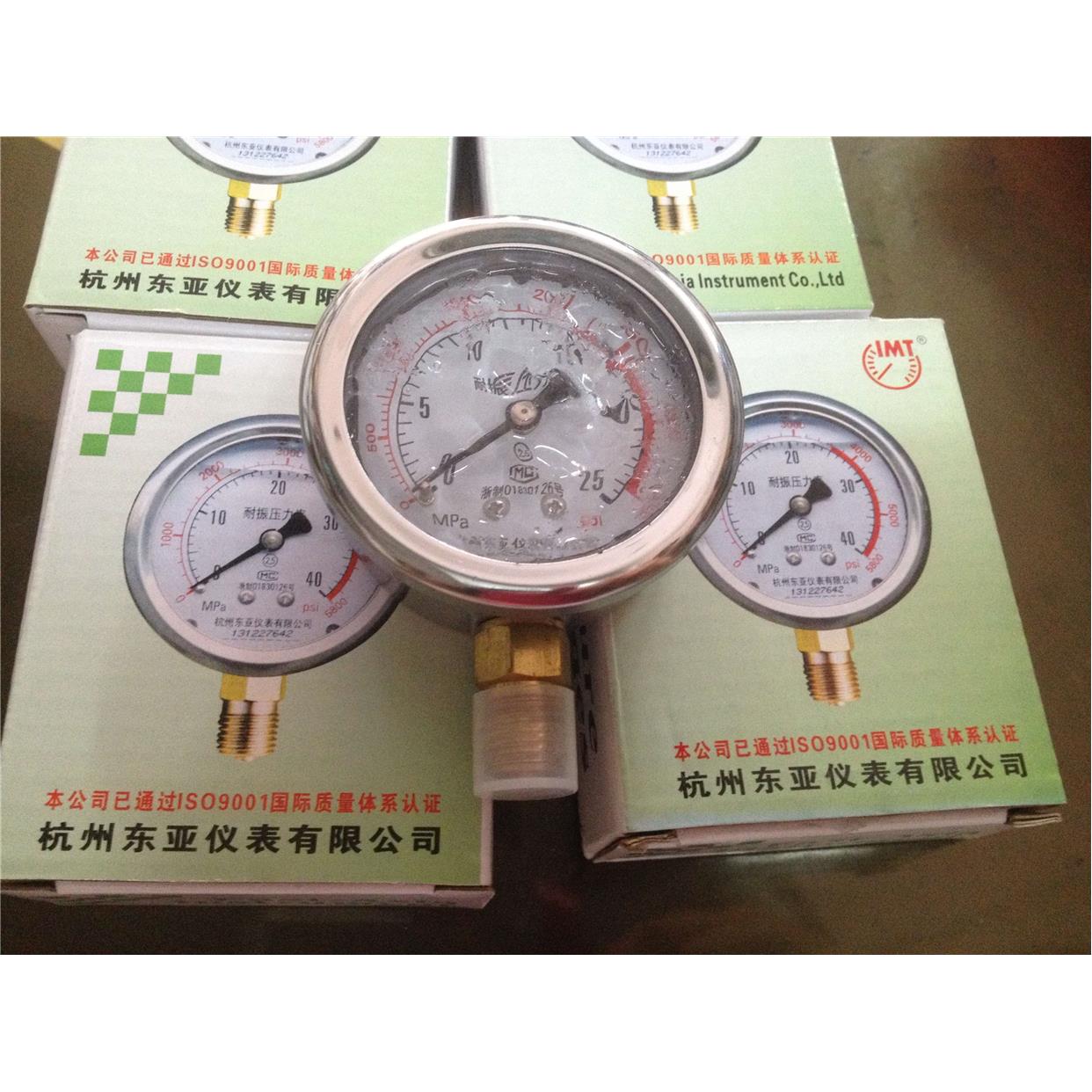 杭州东亚仪表YN-60耐震含油压力表 油压表 液压表0-25/0-40MPA
