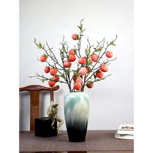 满城花仿真柿子新中式插花客厅装饰真花花束果树枝假花家居摆件