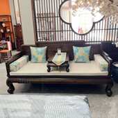 义仁阁新中式 实木老榆木茶桌组合卧榻塌沙发椅推拉罗汉床客厅套装