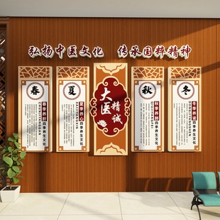中医阁理疗养生馆文化墙面装修饰画 画氛围布置设计背景Logo墙壁