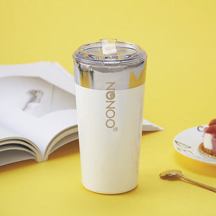 NONOO午后时光咖啡杯创意保温杯男女办公室水杯不锈钢杯子 580ml