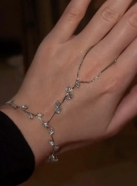 ins风爆款锆石树叶连指手链简约微镶锆石手链首饰 Bracelet
