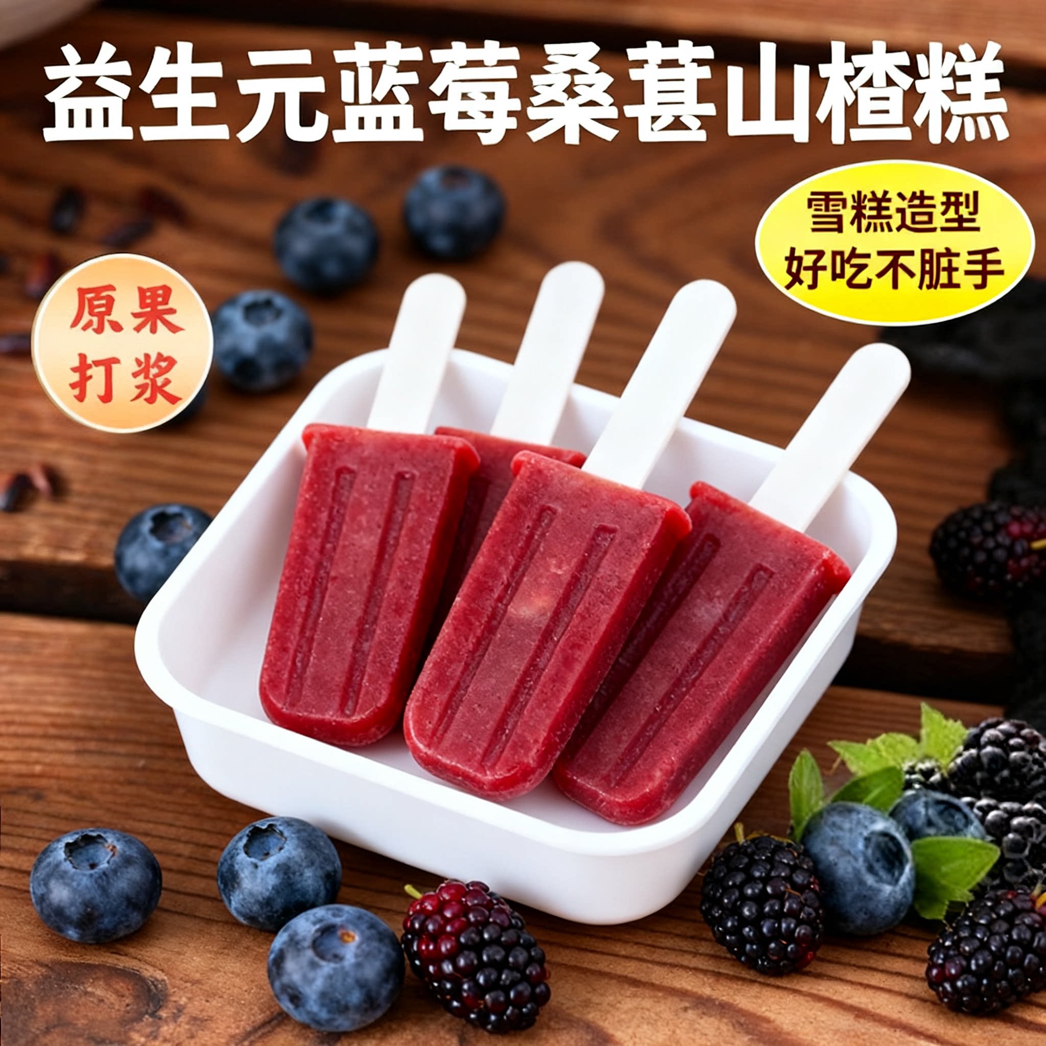 益生元蓝莓山楂糕酸甜软糯儿童健康雪糕棒棒糖小零食独立包装