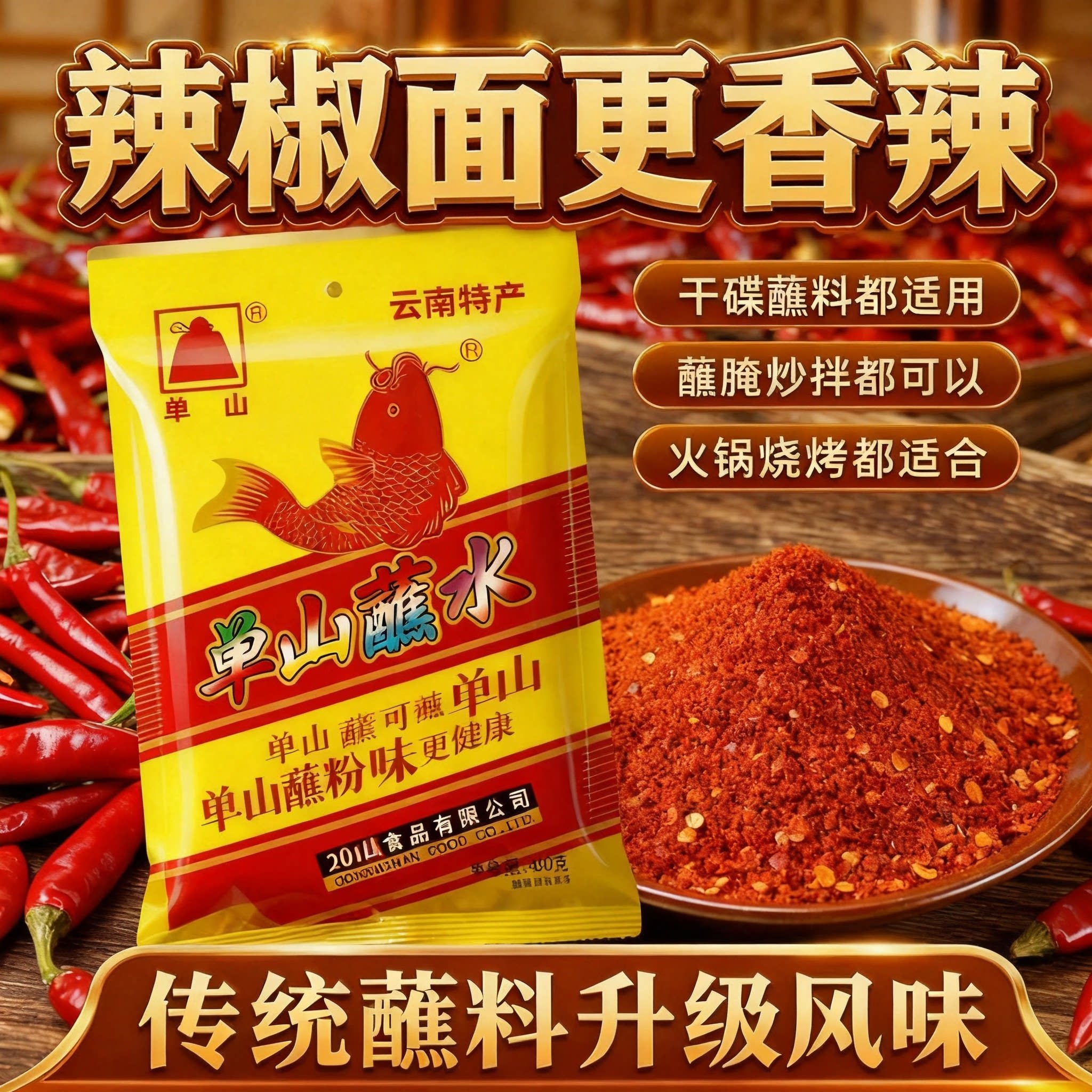 单山云南蘸水辣椒面烧烤辣椒粉香辣特麻特辣火锅蘸料贵州烙锅特产