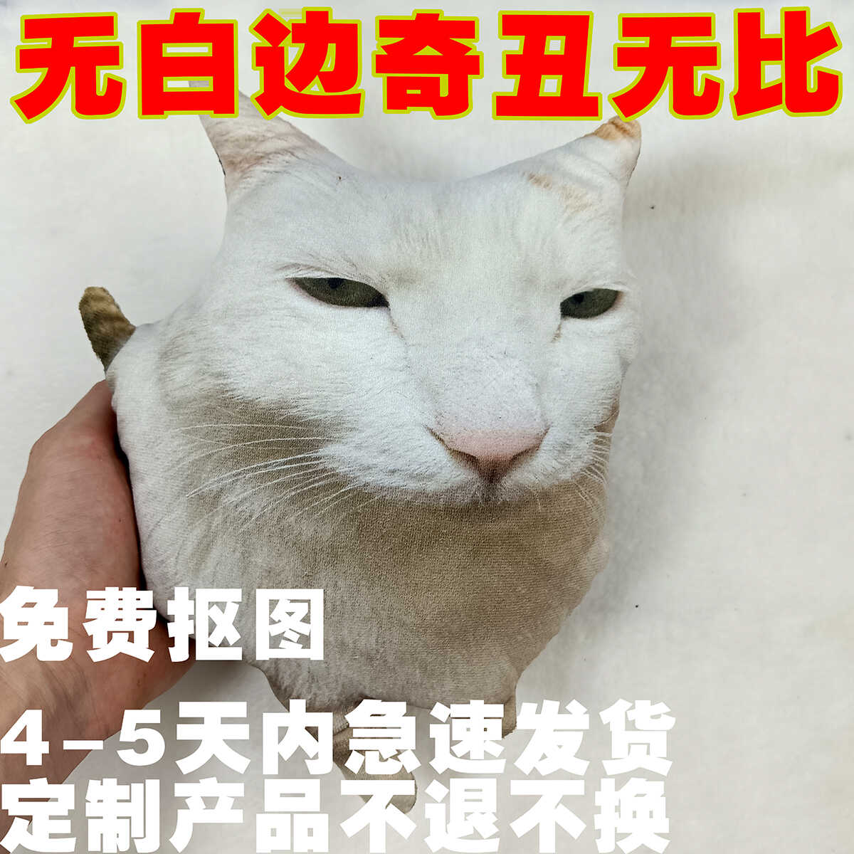 定制人物异形无白边抱枕丑猫狗宠物玩偶人像来图定做送礼恶搞