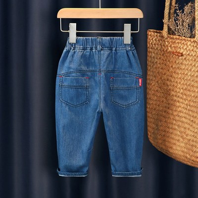 男童牛仔长裤秋季新款p软薄v女小童休闲洋气裤子宝宝软牛仔裤子