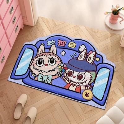 多巴胺卡通丝圈入户入门地垫耐脏可裁剪家用玄关S进门除尘防滑脚