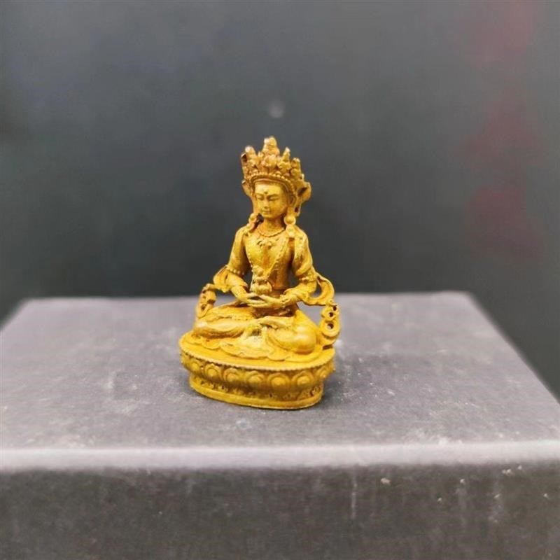 纯铜释迦牟尼佛莲花生q大师佛像鎏真金随身佛绿度母迷你小佛像佛