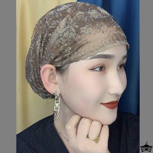 回族头巾遮白发头饰o帽子薄款纱巾女夏季烫钻盖头妈妈方便头套帽