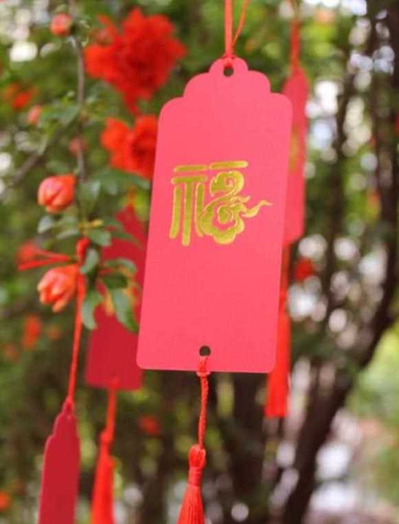 卡纸55新年祈福牌带丝带通用z手写内容彩色装饰树上悬挂祈福牌福