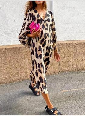 Loose casual leopard print dress   性感宽松休闲豹纹连衣裙