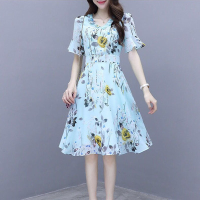 2022 summer women fashion elegant print dress ladies dresses