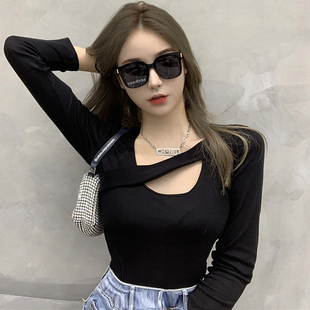 小心机镂空T恤女2022autumn women long sleeve t shirt tees top