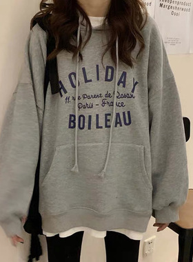 秋薄款连帽卫衣女2022 autumn women loose casual hoodie jacket