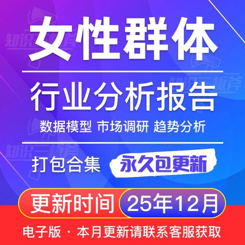 中国女性群体生活消费研究她经济研究分析报告合集 G301
