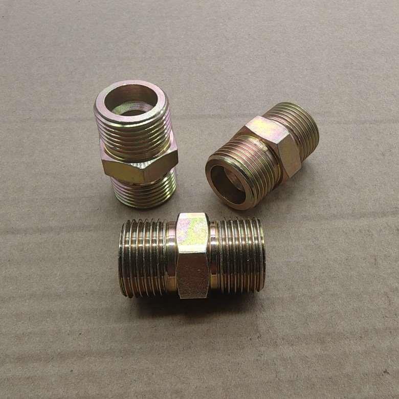 外丝G5/8-转G5/8双凹口氮气管对接铁材料接头23外径外表镀锌5858