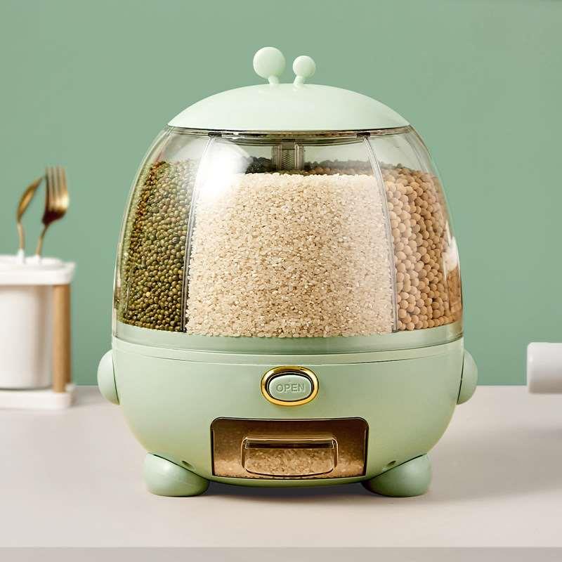 多功能五谷杂粮收纳旋转分格装米桶家用防潮防虫密封食品级储存罐