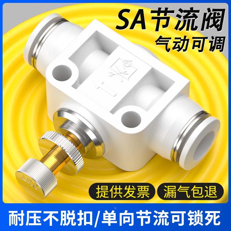 节流阀气压调节气管流量节气阀气流调速控制阀开关SA6/8/10/12mm