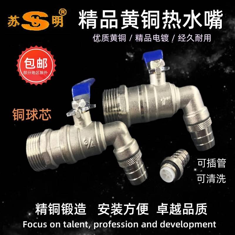 全铜热水嘴可插式冷热水咀耐高温水龙头4分6分1寸暖气放水阀开关