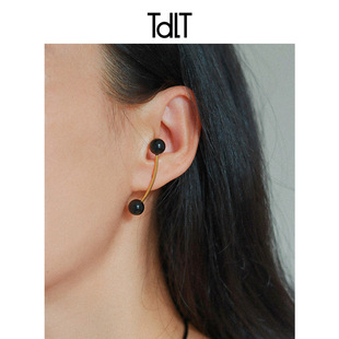 黑金色耳饰独特个性小众设计老钱风稀奇古怪的耳环高级感耳钉男款