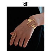 欧美老钱风金色宽手镯戒指环女士时尚 夸张套装 轻奢高级感小众设计