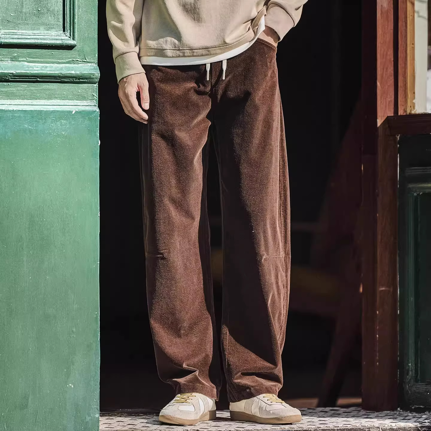 大码300斤美式复古灯芯绒休闲裤